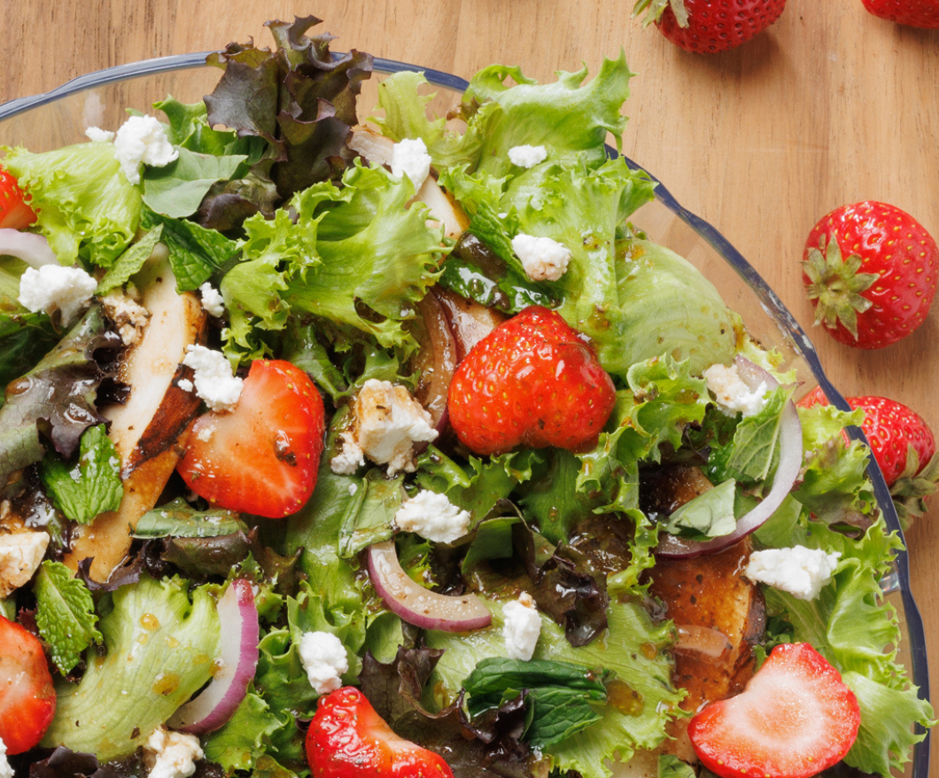Strawberry Goat Cheese Salad with Balsamic Grilled Chicken
